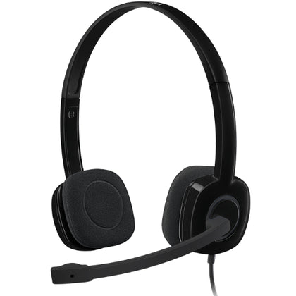 Logitech H151 Stereo Headset Light Weight Adjustable Headphones with Microphone 3.5mm jack In-line audio controls Noise-cancelling Logitech