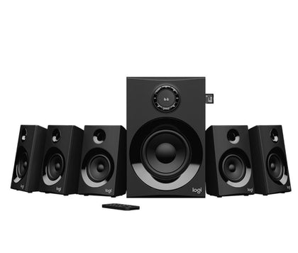 Logitech Z607 5.1 Surround Sound Speakers SD USB FM 160 WATTS 133.35 mm subwoofer extra-long rear cables - Ideal for Notebook Laptop Desktop PC Logitech