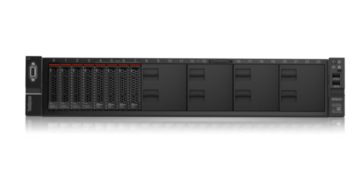 LENOVO ThinkSystem SR650 (1/2x Xeon Bro 3204 6C/6T 1.9GHz, 1/24x 16GB, 8/24x SFF HS, 530-8i 0GB RAID, 0x Network, XCC Ent, 1/2x 750W, 3 Yr Ltd Wty) Lenovo
