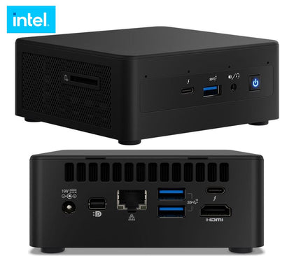 Intel NUC i3-1115G4 Pro 24/7 4.1GHz 2xDDR4 SODIMM 2.5' M.2 4xDisplays UHD graphics 2xHDMI 1xUSB-C  2xTB3 WiFi6 3xUSB GbE LAN BT no AC cord Intel