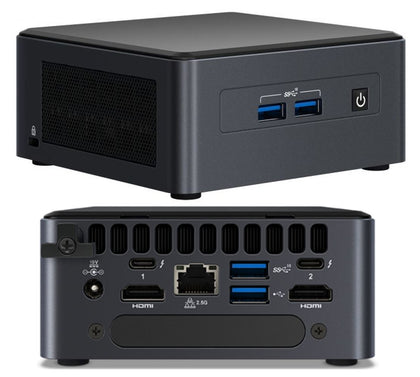 Intel NUC i7-1185G7 vPro 4.8 GHz 2xDDR4 SODIMM M.2 SSD 4xDisplays Iris Xe Graphics HDMI USB-C DP mDP 2xTB3 WiFi6 3xUSB GbE LAN BT no AC cord Intel