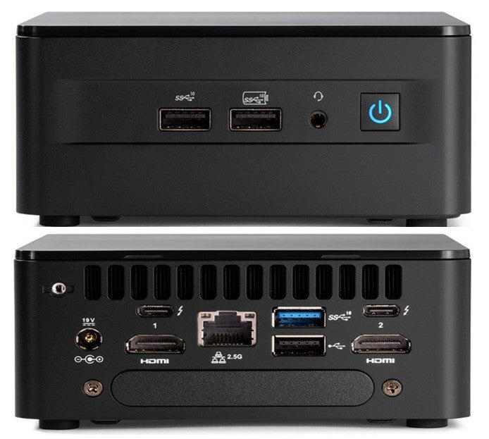 Intel NUC i3-1220P 4.40GHz 2xDDR4 SODIMM 2.5' M.2 SSD Iris Xe Graphics 4xDisplays 2xHDMI 2xDP via USB-C 2xTB4 2.5GbE 4xUSB WiFi6E