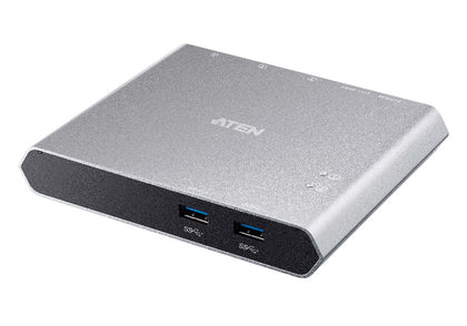 Aten Sharing Switch 2x2 USB-C, 2x Devices, 2x USB 3.2 Gen2 Ports, Power Passthrough, Remote Port Selctor, Plug and Play Aten