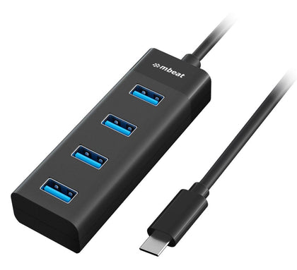mbeat® USB-C to 4-Port 3.0 Hub - Black MBEAT