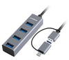 mbeat® 4-Port USB 3.0 Hub with 2-in-1 USB 3.0 & USB-C Converter - Space Grey MBEAT