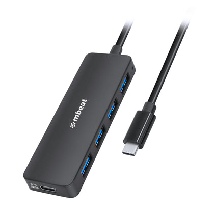 mbeat 4-Port USB-C Hub with USB-C DC Port  Compact and Portable Design  Flexible Device Connectivity