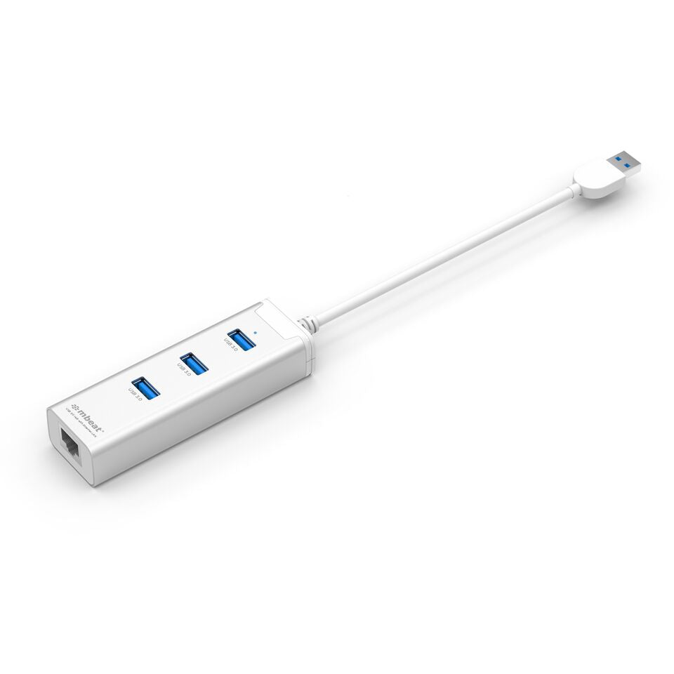 mbeat® HAMILTON 3-Port USB 3.0 Hub with Gigabit LAN - 3x USB/10/100/1000Mbps RJ45 USB LAN/Supports Window or MAC OS 10x and Above (L) MBEAT