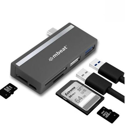 mbeat®  Essential  5-IN-1 USB- C Hub ( USB hub 2.0, 3.0, SD/TF Card Reader Supports SDXC, MicroSDXC) MBEAT