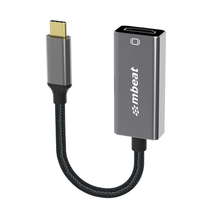 mbeat Elite USB-C to HDMI Adapter - Converts USB-C  to HDMI Female Port, Supports 4K@60Hz (3840×2160), Gold Plated, Aluminium, Nylon braided Cable MBEAT