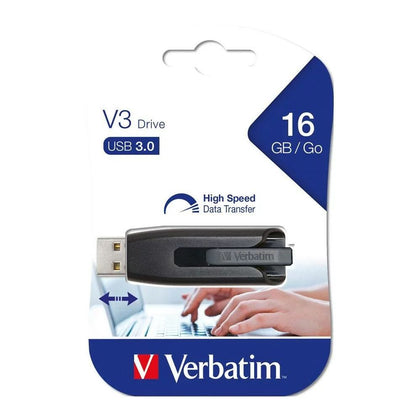 Verbatim 16GB V3 USB3.0 Grey Store'n'Go V3; Rectractable USB Storage Drive Memory Stick Verbatim