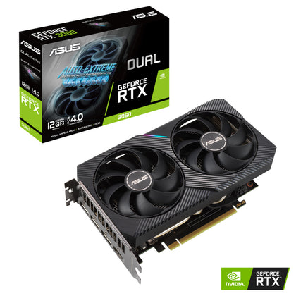 ASUS nVidia GeForce DUAL-RTX3060-12G-V2 RTX 3060 V2 12GB GDDR6, 1807 Mhz Boost, 1xHDMI 3xDP, Ampere SM, 2nd RT Cores, 3rd Gen Tensor Cores (LHR) ASUS