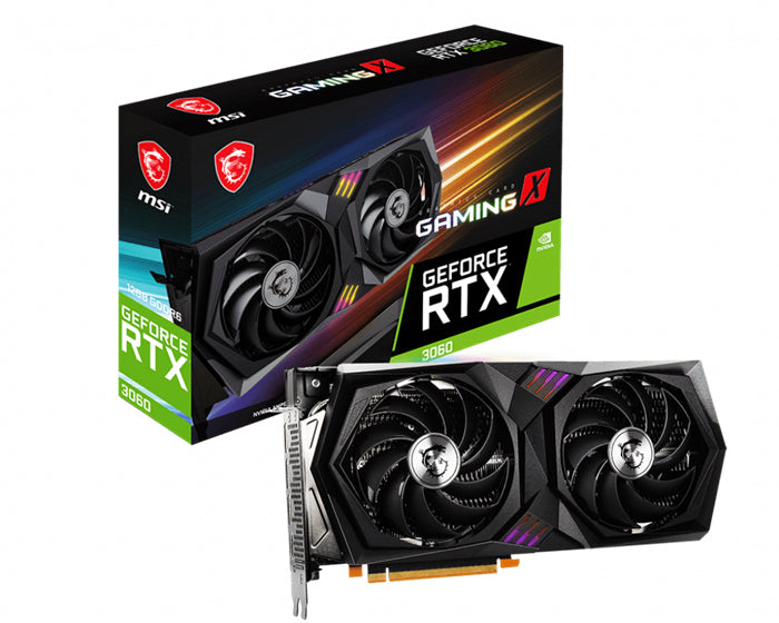 MSI nVidia Geforce RTX 3060 GAMING X 12GB GDDR6 Video Card, PCI-e 4.0, 1837 MHz Boost, 3x DisplayPort 1.4a, 1x HDMI 2.1 MSI