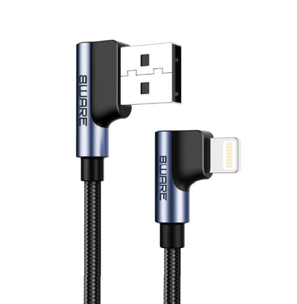 8Ware Premium 1m Apple Certified 90-Degree Angle USB Lightning Cable - Fast Charging and Data Sync