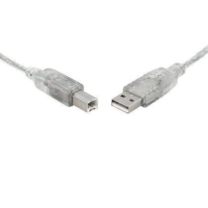 8Ware USB 2.0 Cable 1m A to B Transparent Metal Sheath