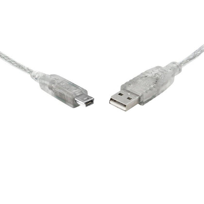 8Ware USB 2.0 Cable 1m - A to Mini B Male to Male - Transparent