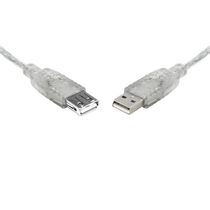 8Ware USB 2.0 Extension Cable 1m - Transparent Metal Sheath Male to Female