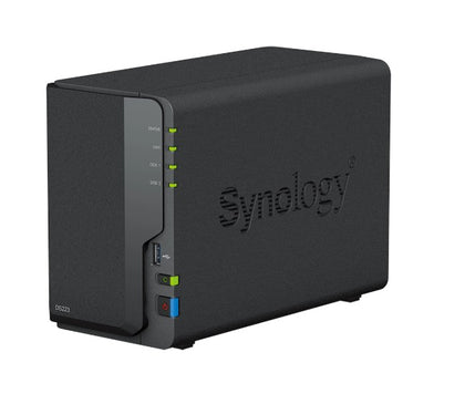Synology DiskStation DS223 2-Bay 3.5' Diskless 1xGbE NAS (Tower) (HMB), Realtek RTD1619B quad-core 1.47Hz, 2GB RAM, 3xUSB3.2, 1 x 1GbE (RJ-45)