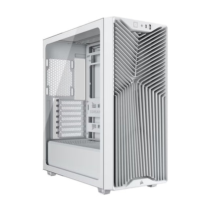 Corsair 3200D RS Mid-Tower PC Case - White, ATX mATX ITX, TG panel, 400mm GPU, 165mm CPU, 360mm rad, USB-C, 7 slots, 2x2.5 1x3.5, 2yr wty, steel TG