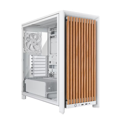 Corsair FRAME 4000D WOOD RS Modular Mid-Tower PC Case - White/Oak, E-ATX ATX mATX ITX, TG wood, 430mm GPU, 170mm CPU, 360mm rad, USB-C, vert GPU
