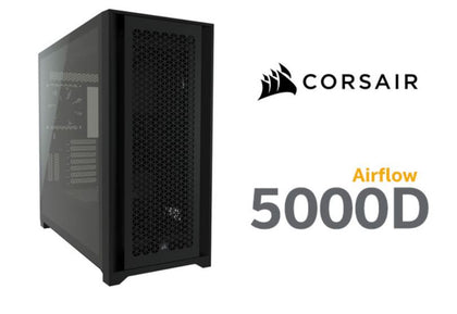 Corsair 5000D AIRFLOW E-ATX, ATX, USB Type-C, 2x 120mm Airguide Fans, Radiator 360mm. 7x PCI, 4x 2.5' SSD, 2x 3.5' HDD. VGA 420mm. Black Tower Case