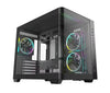 DeepCool CG330U 3F Panoramic Curved Glass Dual Chamber Micro-ATX Case, 3 Pre-installed PWM ARGB Fan, 1x USB-C,1× USB 3.0, 1×USB 2.0, Audio/Mic