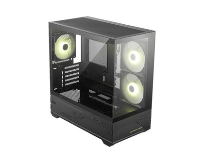 MSI MAG PANO M110R - Black, Mini Tower, 270° Panoramic Glass, Micro-ATX/Mini-ITX, 3x ARGB Fans, 360mm Radiator, 410mm GPU, USB-C, 5 Expansion Slots