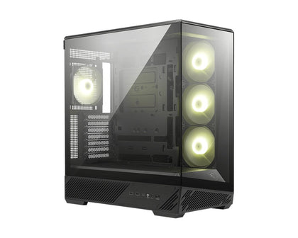 MSI MAG PANO 130R PZ -BLACK – ATX/mATX/ITX, 400mm GPU, 165mm CPU, 7 slots, 6×120mm, 360 rad top/side, 2×USB-A, 1×USB-C 20Gbps, 460×232×490mm, 8.37kg