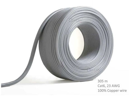 Network Cable Cat6 305m Roll Un-shielded twisted pair UTP 23AWG PVC solid pure 0.56mm copper wire Grey