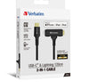 Verbatim 2-in-1 Cable Type C to C & Lightning Kevlar Slide 120cm -BLK