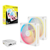 Corsair iCUE LINK LX140-R RGB 140mm PWM Reverse Fans Starter Kit Dual Pack -White: 90.6 CFM, 2000 RPM, 38.3 dBA, 0.45A, Static Pressure, Magnetic Dome
