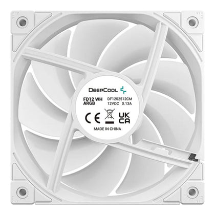 DeepCool FD12 WH ARGB Performance 120mm Case Fans, 4-pin PWM, 400~2050 RPM, Hydro Bearing, Addressable RGB LED