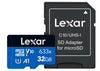 Lexar High-Performance 633x 32GB microSDHC™/ microSDXC™ UHS-I Card BLUE Series without adaptor including 1080p Full-HD, 3D, and 4K UHD video1. These C