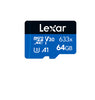 Lexar High-Performance 633x 64GB microSDHC™/ microSDXC™ UHS-I Card BLUE Series without adaptor 64GB – C10, A1, UHS-I (U3), V30, up to 100MB/s read, 45