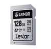 Lexar Professional ARMOR SILVER PRO 128GB SDXC™ UHS-II Card up to 280MB/s read, up to 120MB/s write, Stainless steel, Rated IP68, 5-meter drop proof