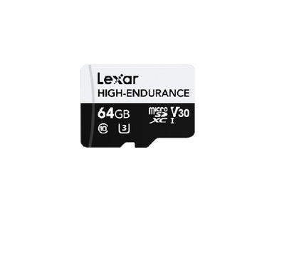 Lexar High-Endurance microSDXC™ UHS-I cards 64GB High-Endurance microSDXC UHS-I, C10, UHS-I (U3), V30, up to 100MB/s read, up to 35MB/s write