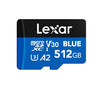 Lexar BLUE microSDXC™ UHS-I Card 512GB 512GB - C10,  A2, UHS-I(U3), V30, up to 160MB/s read Multi-Card 3-in-1 USB 3.1 Reader marked with Rev B