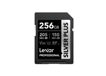 Lexar Professional SILVER PLUS 256GB SDXC™ UHS-I Card  speeds of up to 205MB/s and 150MB/s and supports seamless recording of FULL-HD and 4K videos