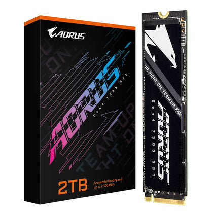 Gigabyte AORUS Gen4 7300 SSD 2TB PCIe4x4 NVMe1.4 M.2 2280 3D TLC DDR4 2GB 7300/6850MB/s 80×22×3.5mm MTBF1.6M 8.1W/7.4W 5yr/1400TBW
