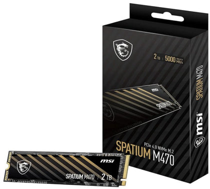 MSI SPATIUM M470 PRO PCIe 4.0 NVMe M.2 2TB SSD, Sequential Read up to 6000MB/s, Sequential Write up to 5000MB/s, 640 TBW, 5 Year Warranty (LS)