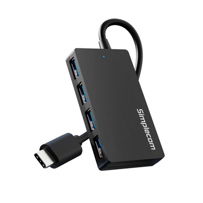 Simplecom CH352 USB-A to 4xPort SuperSpeed USB 3.2 Gen1, 5Gbps, plug & play, bus-powered, ABS, 76×41×11mm, 35g, 15cm cable, Win/macOS/Linux compatible