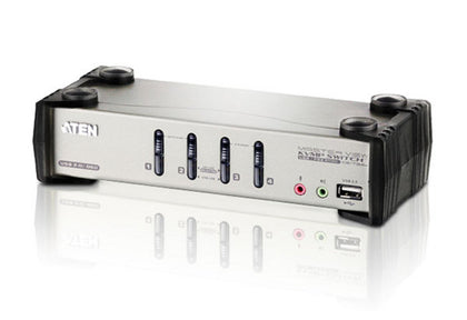 Aten Desktop KVMP Switch 4 Port Single Display VGA w/ audio & OSD, 4x Custom KVM Cables Included, 2x USB Port, Selection Via Front Panel