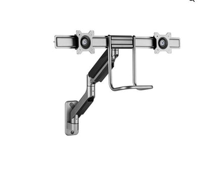 Brateck Fabulous Wall Mounted  Gas Spring Dual Monitor Arm 17'-32',Weight Capacity (per screen)9kg(Black)