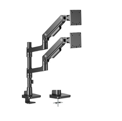 Brateck LDT81-C024P-B NOTEWORTHY POLE-MOUNTED HEAVY-DUTY GAS SPRING DUAL MONITOR ARM Fit Most 17'-49' Monitor Fine Texture Black(new)