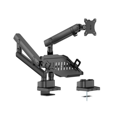 Brateck LDT84-C024ML-B POLE-MOUNTED HEAVY-DUTY MECHANICAL SPRING MONITOR ARM WITH LAPTOP TRAY BLACK (LS)