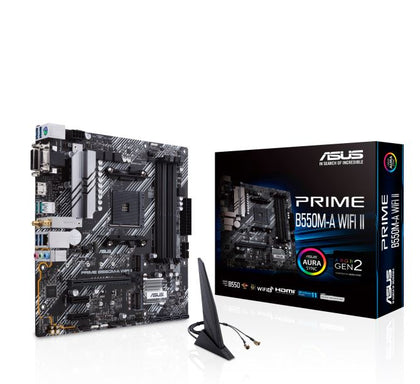 ASUS AMD B550M PRIME B550M-A WIFI II (Ryzen AM4) Micro-ATX Motherboard, DDR4, Dual M.2, PCIe 4.0, Wi-Fi 6, 1 Gb Ethernet, HDMI, DVI-D, D-Sub, SATA 6G