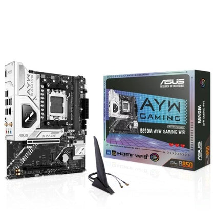 ASUS AMD B850M AYW GAMING WIFI, AM5, 2DIMM, 128GB DDR5, 8200+MT/s, PCIe5.0  x16, x2 M.2, WiFi6, 2.5GbE, USB 10Gbps, HDMI2.1