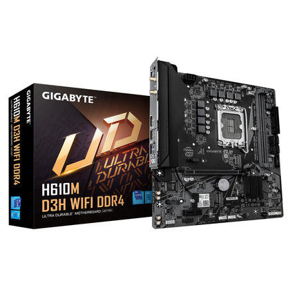 Gigabyte H610M D3H WIFI DDR4 Intel LGA 1700 , 2x DDR4 ~64GB, 1 x HDMI, 1x PCI x16, 1x PCI=E x1,1x M.2, 4x SATA, 4x USB3.2, 2x USB 2