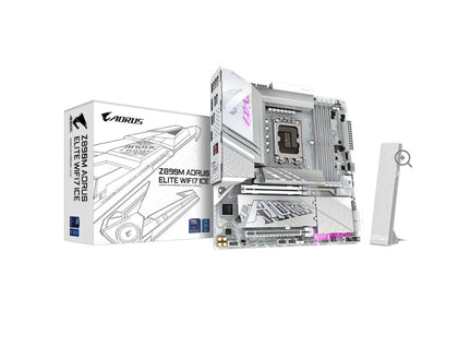 Gigabyte Z890M A ELITE WF7 ICE Intel LGA 1851 m-ATX Motherboard, 4x DDR5 ~256GB, 2x PCI-E x16, 3x M.2, 4x SATA,  5x USB 3.2, 1x USB-C, 4x USB 2.0