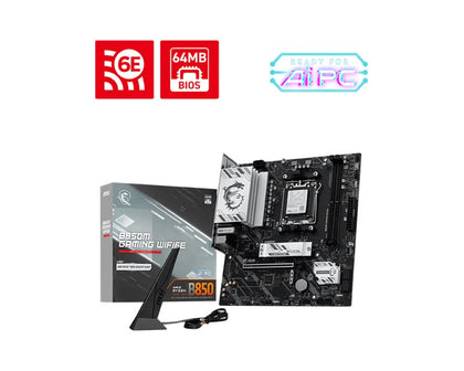 MSI B850M GAMING WIFI6E, AMD B850, AM5, Ryzen 9000/8000/7000, DDR5 128GB, PCIe 5.0 M.2, Wi-Fi 6E, 2.5G LAN