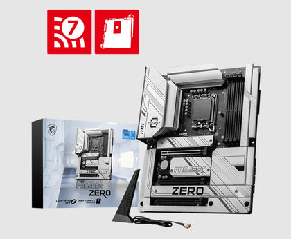 MSI Z790 PROJECT ZERO INTEL Z790  Motherboard, 4x DDR5 256GB, 3x PCI-E x 16, 1x PCI-E x 1, 4x M.2, 6x SATA 6G, 8x USB 2.0